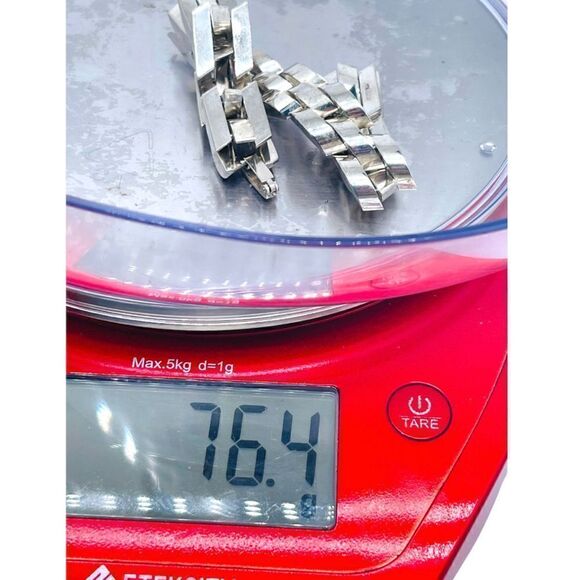 Mens Stamped .925 “Sterling” Silver Chain Link Bracelet Beautiful Substantial We - Picture 2 of 11